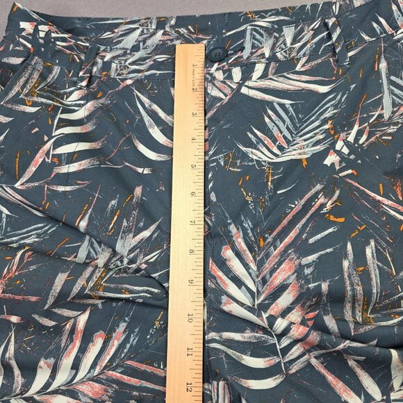 All in Motion Shorts Mens Medium Blue Palm Leaf Print Stretch Golf Zip Pocket - Picture 8 of 10